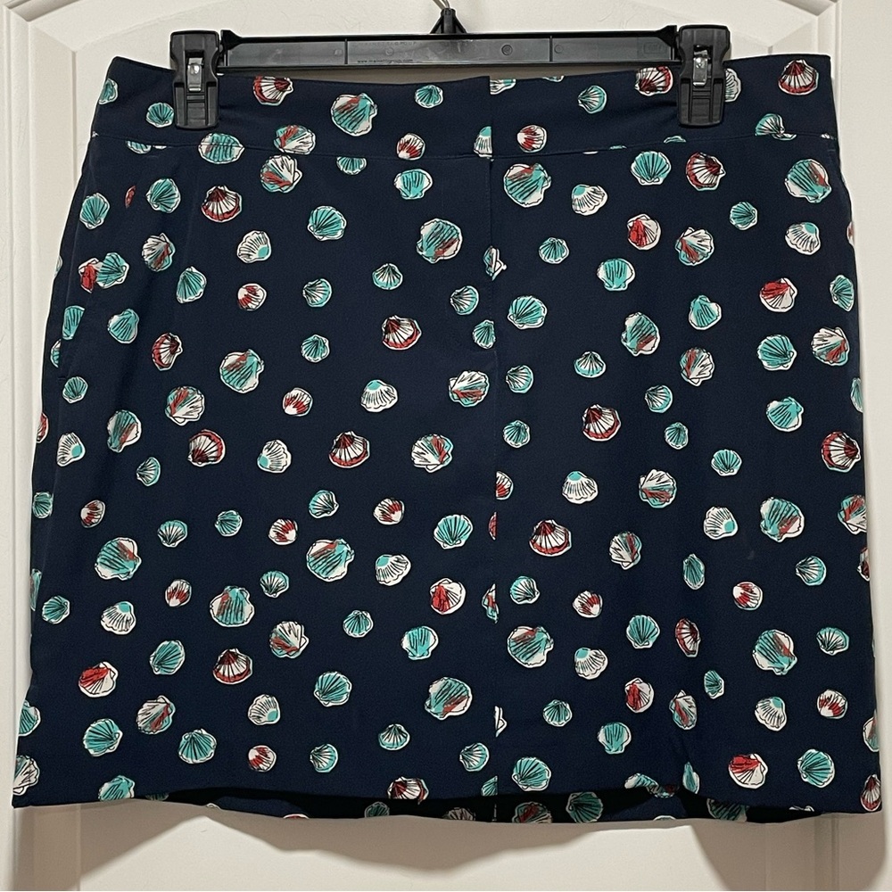 Izod Golf Skort Sz 14 Navy w Multi Sea Shells Athletic Outdoor Sporty Resortwear